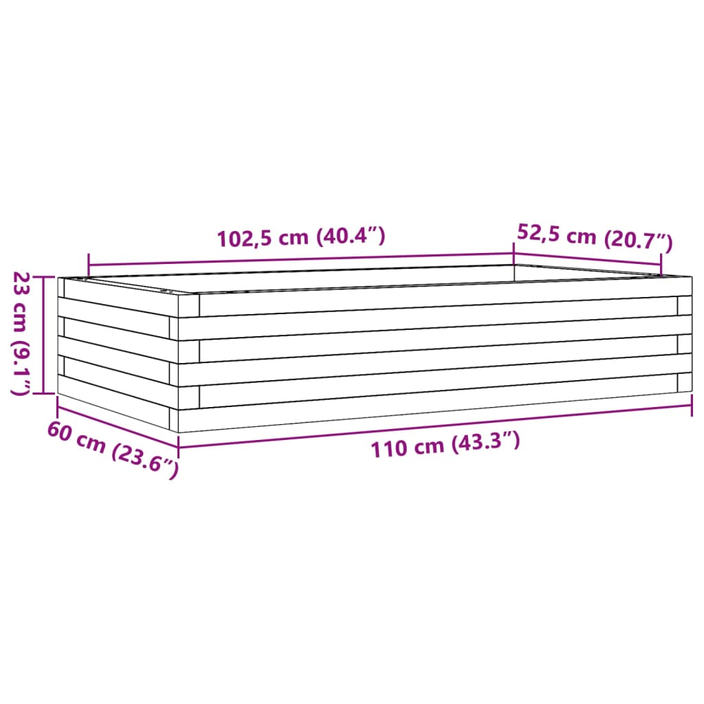 Odlingslåda 110x60x23 cm massivt furuträ