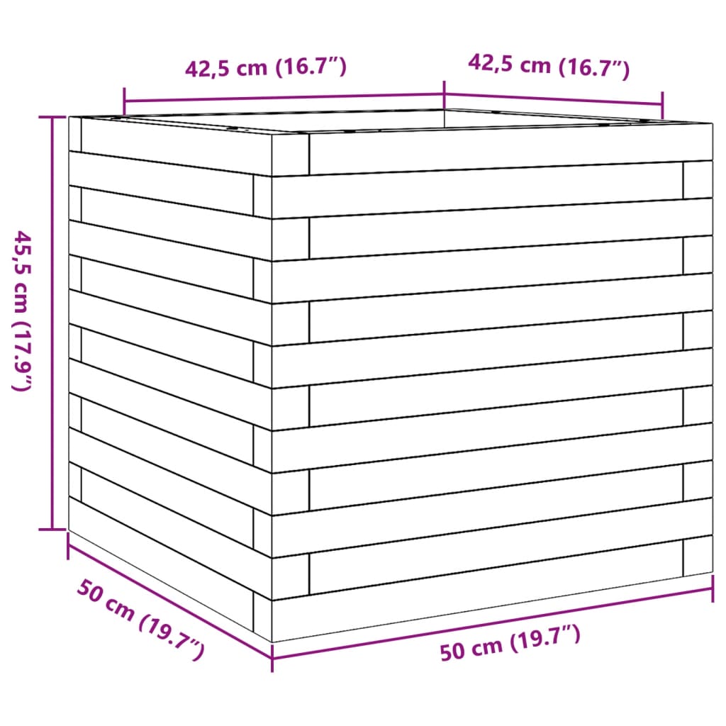 Odlingslåda vaxbrun 50x50x45,5 cm massiv furu