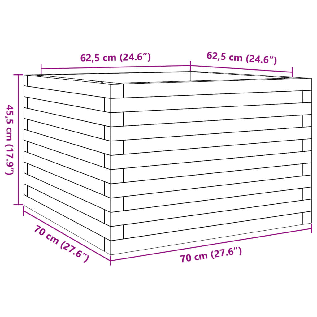 Odlingslåda 70x70x45,5 cm massivt furuträ