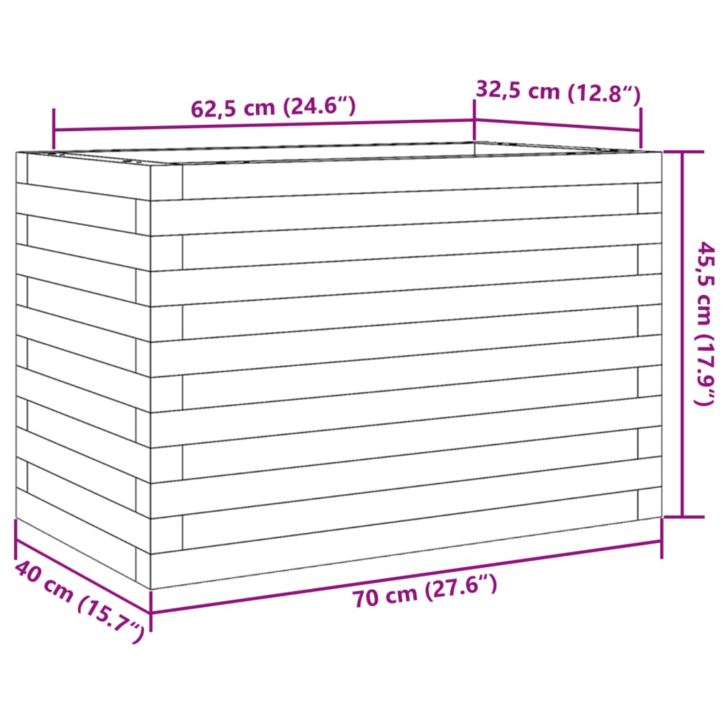 Odlingslåda 70x40x45,5 cm massivt furuträ