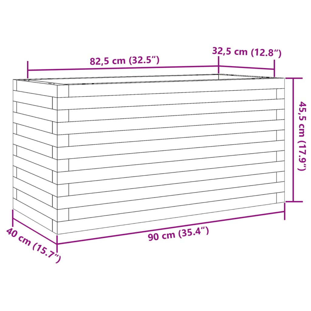 Odlingslåda vit 90x40x45,5 cm massiv furu