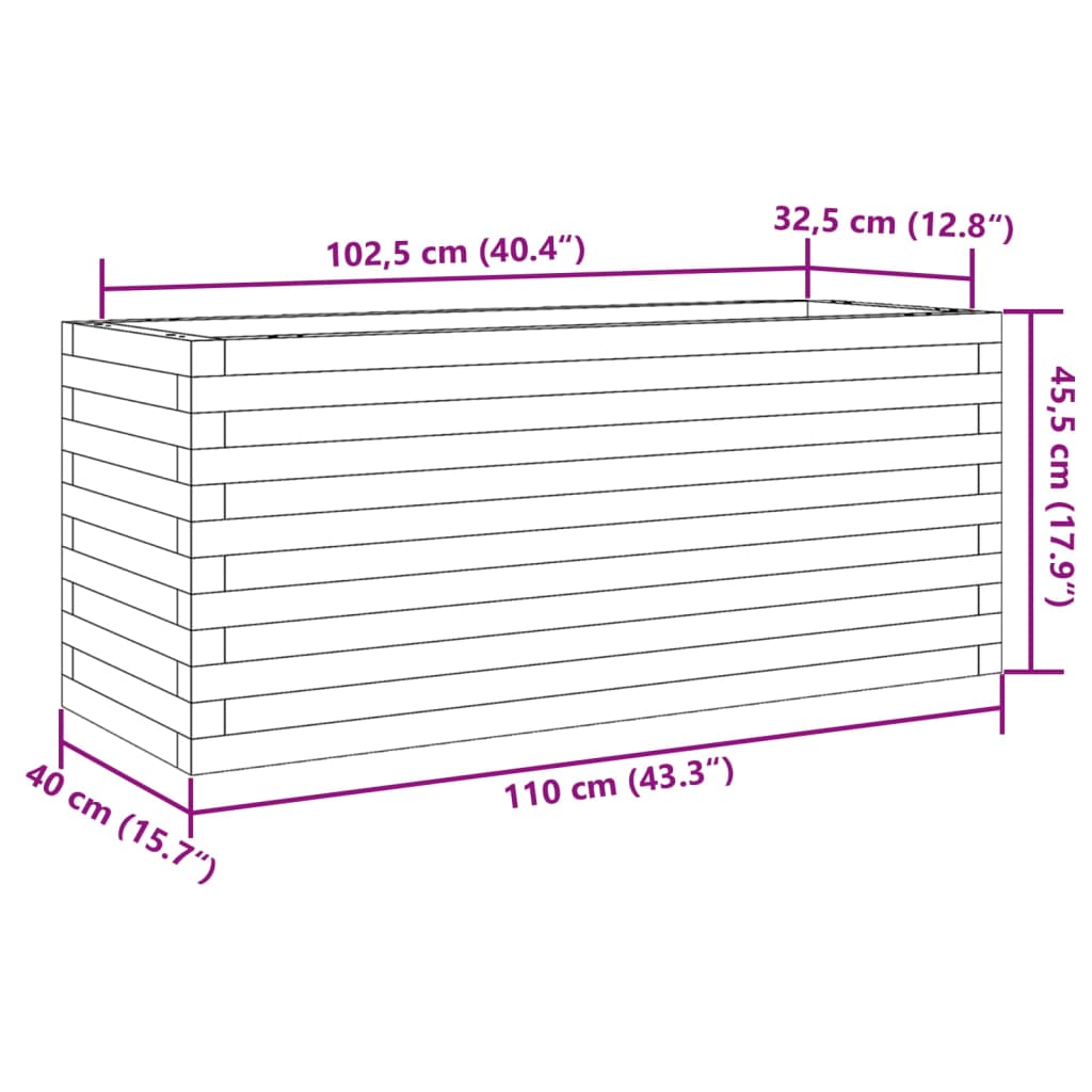 Odlingslåda 110x40x45,5 cm massivt douglasträ