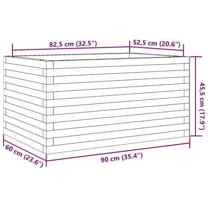 Odlingslåda vit 90x60x45,5 cm massiv furu