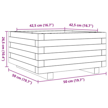 Odlingslåda vaxbrun 50x50x26,5 cm massiv furu