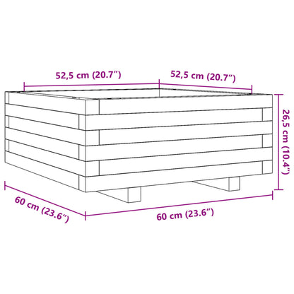 Odlingslåda vit 60x60x26,5 cm massiv furu