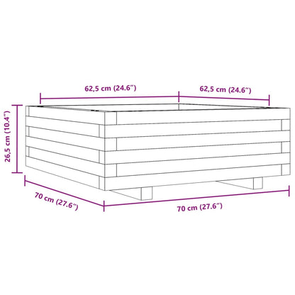 Odlingslåda vaxbrun 70x70x26,5 cm massiv furu