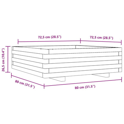 Odlingslåda vit 80x80x26,5 cm massiv furu