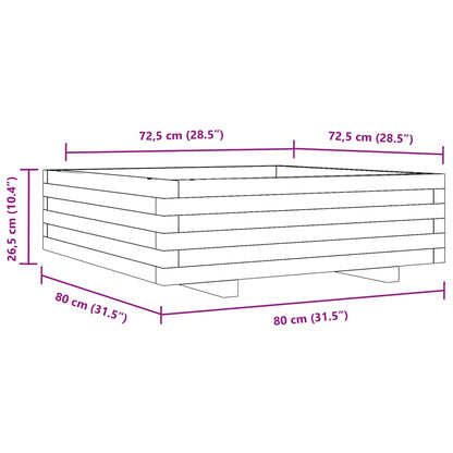 Odlingslåda vaxbrun 80x80x26,5 cm massiv furu