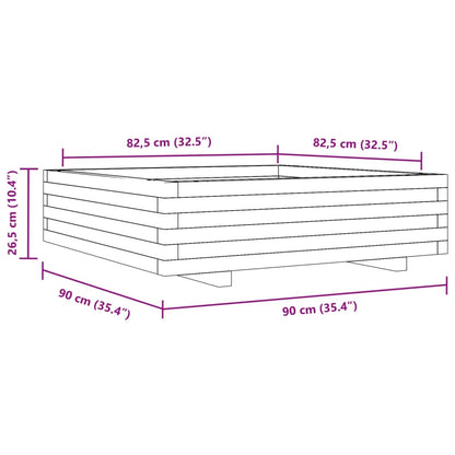 Odlingslåda 90x90x26,5 cm massivt furuträ