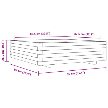 Odlingslåda 90x90x26,5 cm vit massiv furu