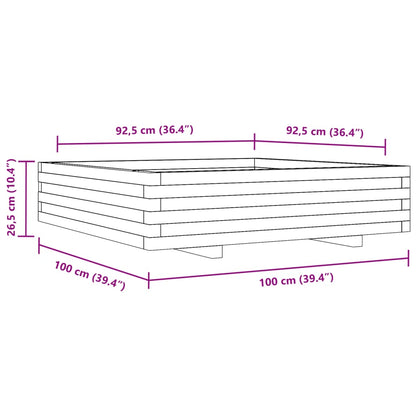 Odlingslåda 100x100x26,5 cm massivt furuträ