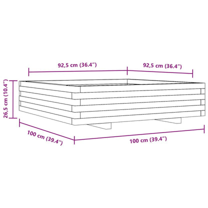 Odlingslåda vit 100x100x26,5 cm massiv furu