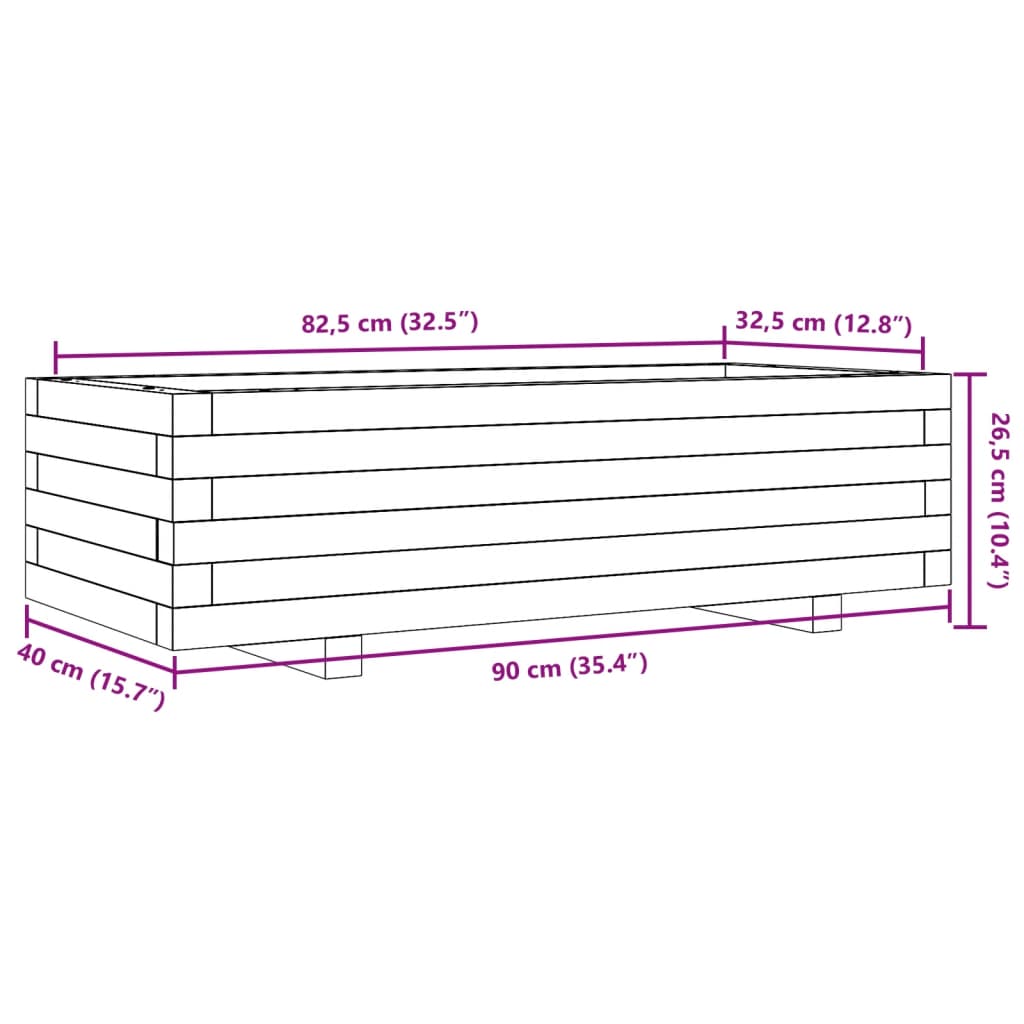 Odlingslåda vit 90x40x26,5 cm massiv furu