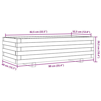 Odlingslåda vit 90x40x26,5 cm massiv furu