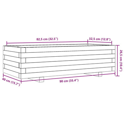 Odlingslåda vaxbrun 90x40x26,5 cm massiv furu