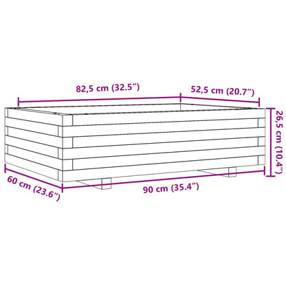 Odlingslåda 90x60x26,5 cm massivt furuträ