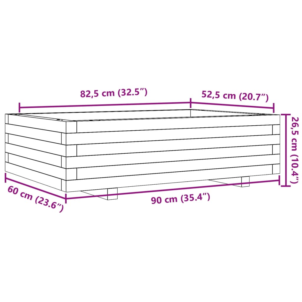 Odlingslåda 90x60x26,5 cm massivt douglasträ