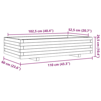 Odlingslåda vit 110x60x26,5 cm massiv furu