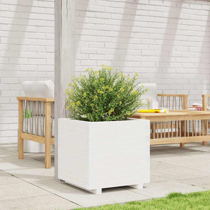 Odlingslåda vit 50x50x49,5 cm massiv furu