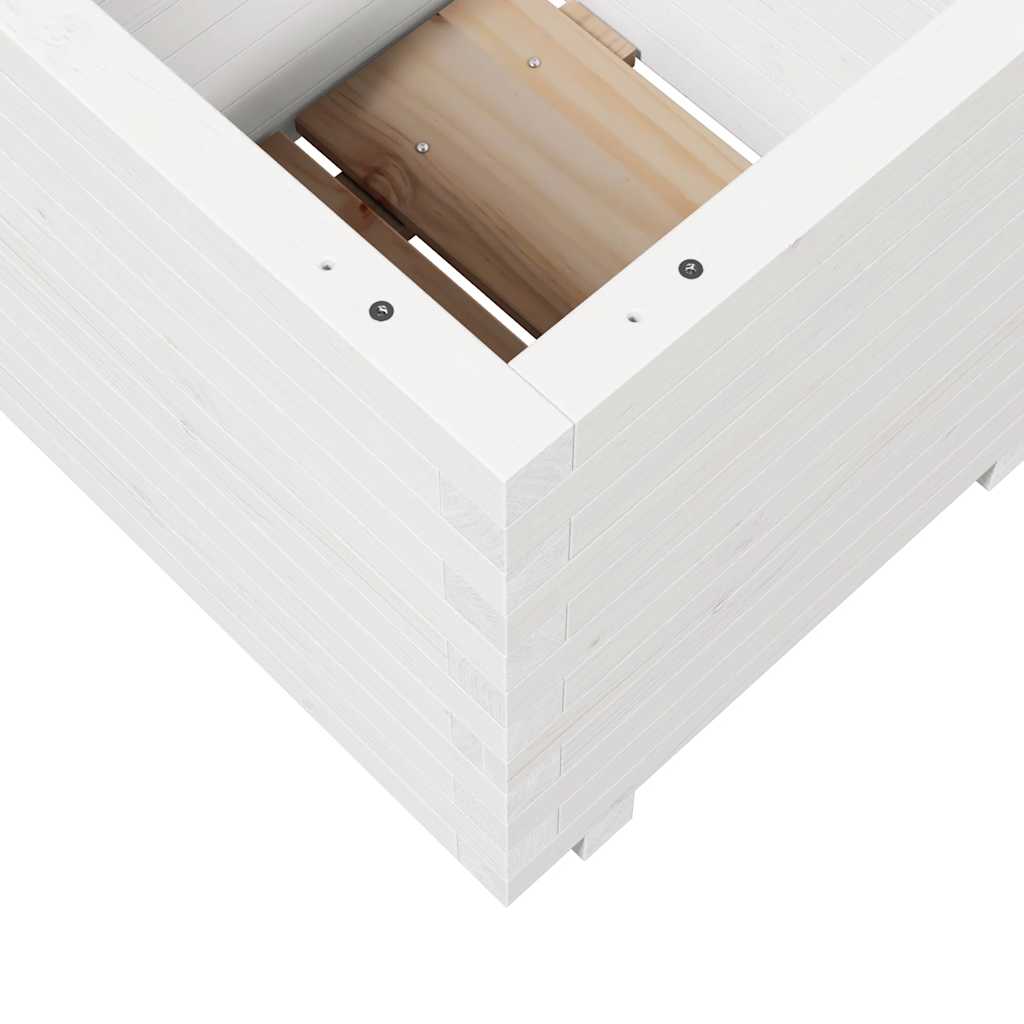 Odlingslåda vit 50x50x49,5 cm massiv furu