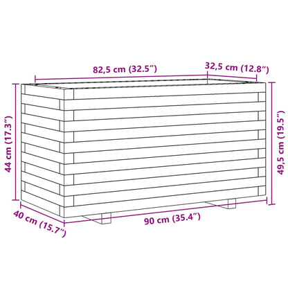 Odlingslåda vaxbrun 90x40x49,5 cm massiv furu