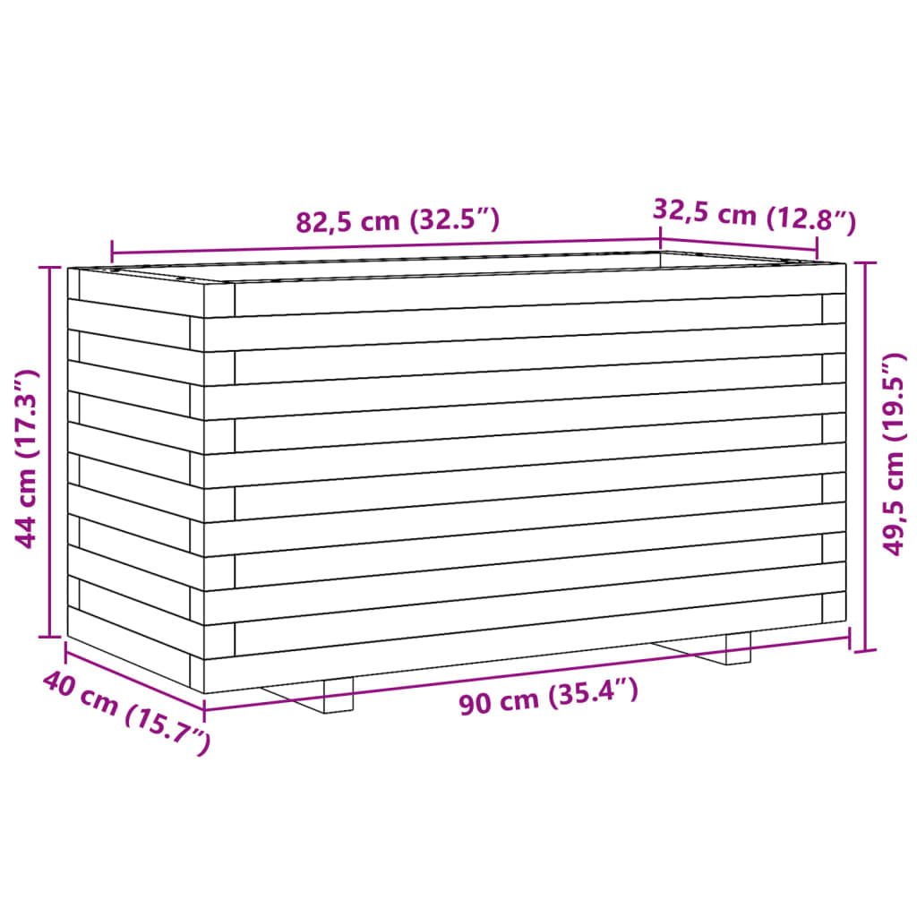 Odlingslåda 90x40x49,5 cm massivt douglasträ