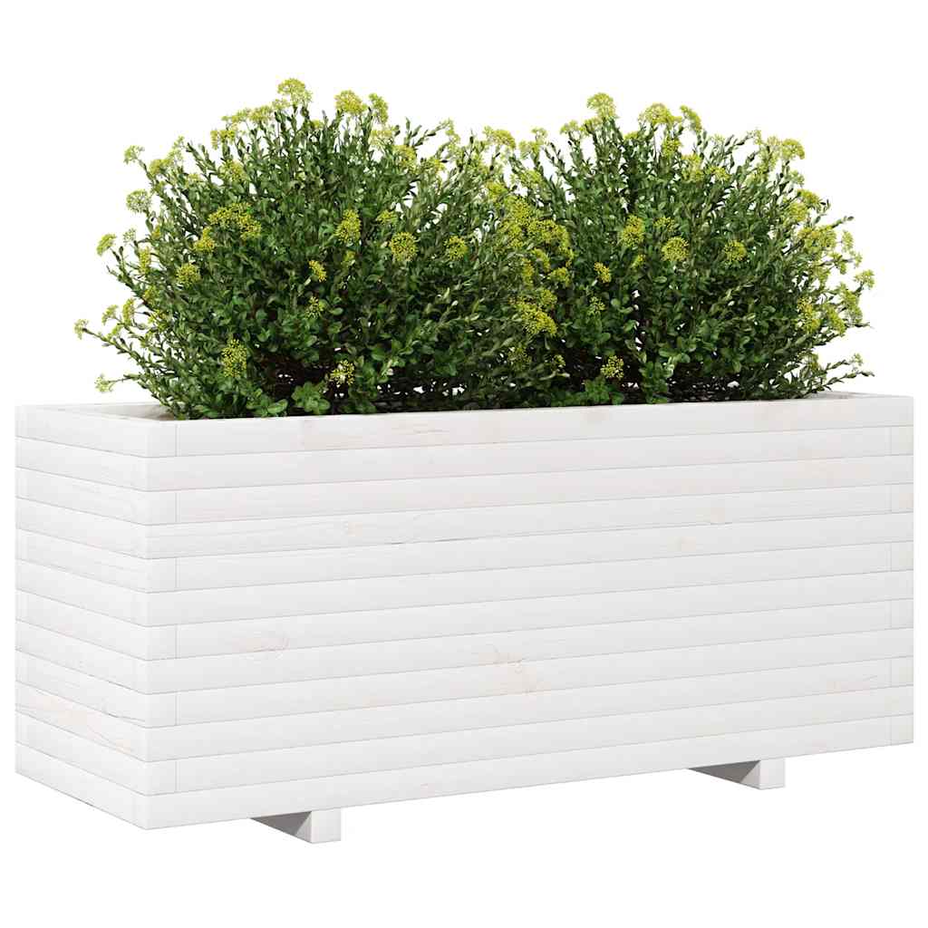 Odlingslåda vit 110x40x49,5 cm massiv furu