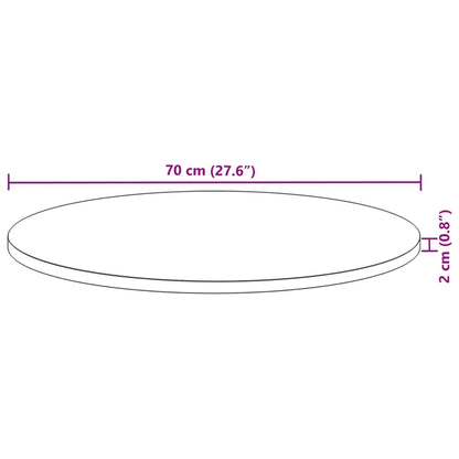 Bordsskiva rund Ø70x2 cm massivt akaciaträ