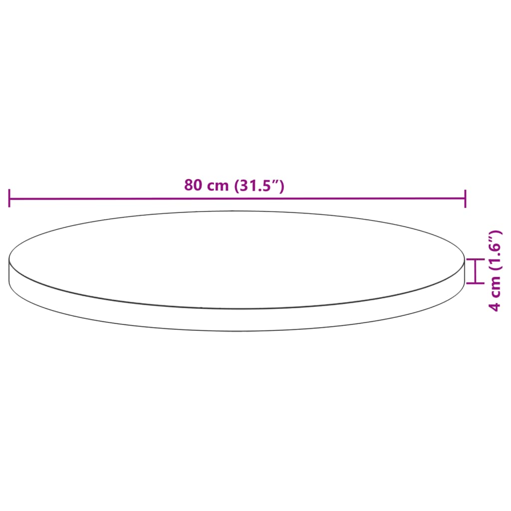 Bordsskiva rund Ø80x4 cm massivt akaciaträ