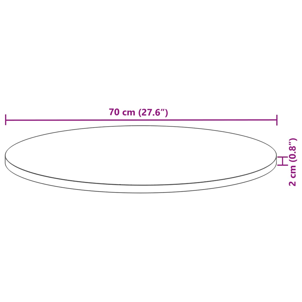 Bordsskiva rund Ø70x2 cm massivt akaciaträ