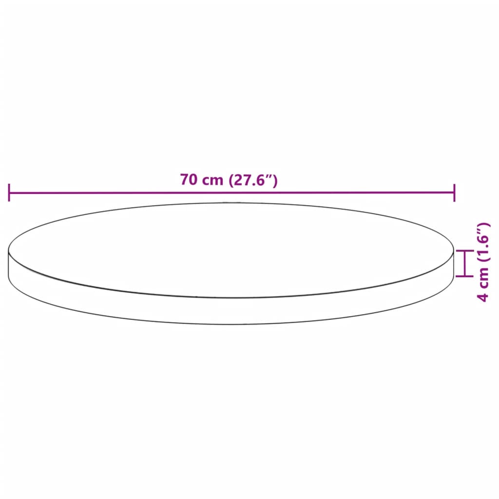 Bordsskiva rund Ø70x4 cm massivt akaciaträ