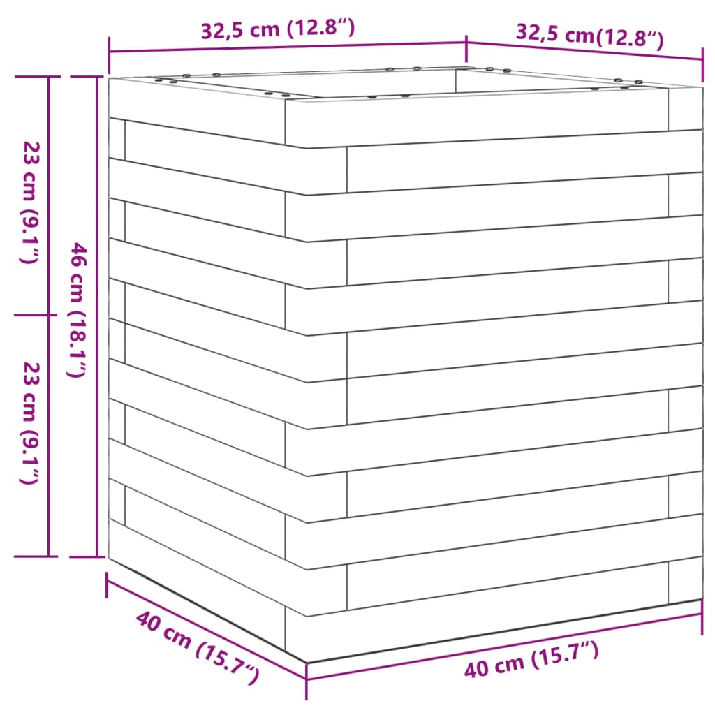 Odlingslådor vit 40x40x46 cm massiv furu