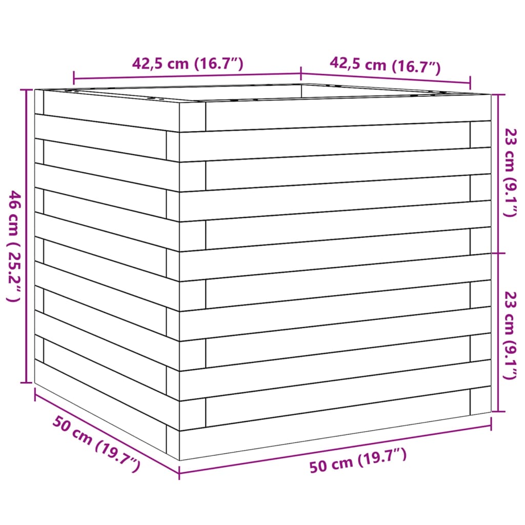 Odlingslådor vit 50x50x46 cm massiv furu