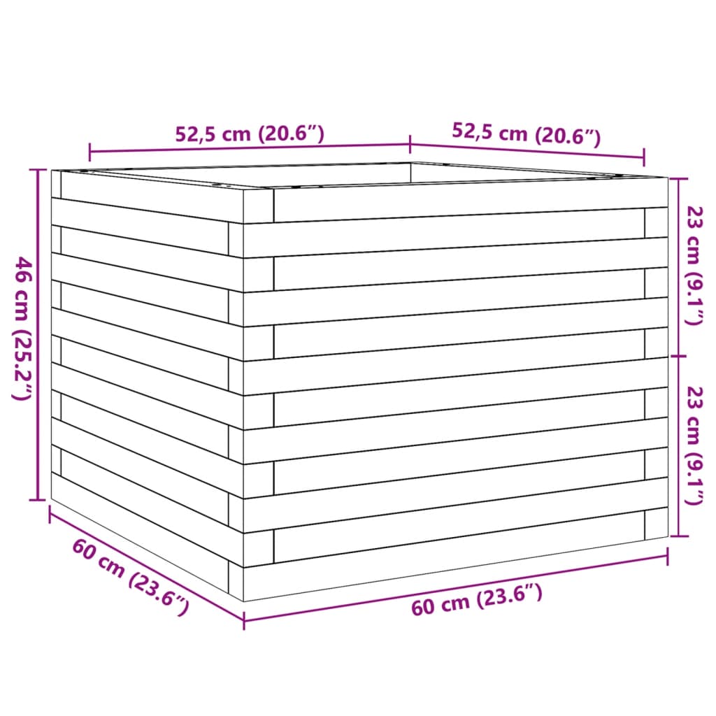 Odlingslåda 60x60x46 cm massivt douglasträ