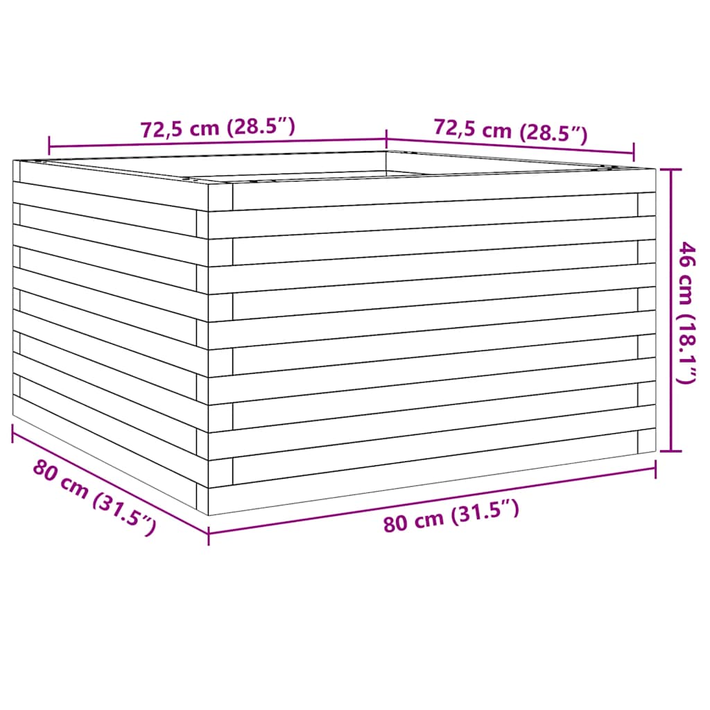 Odlingslådor vit 80x80x46 cm massiv furu