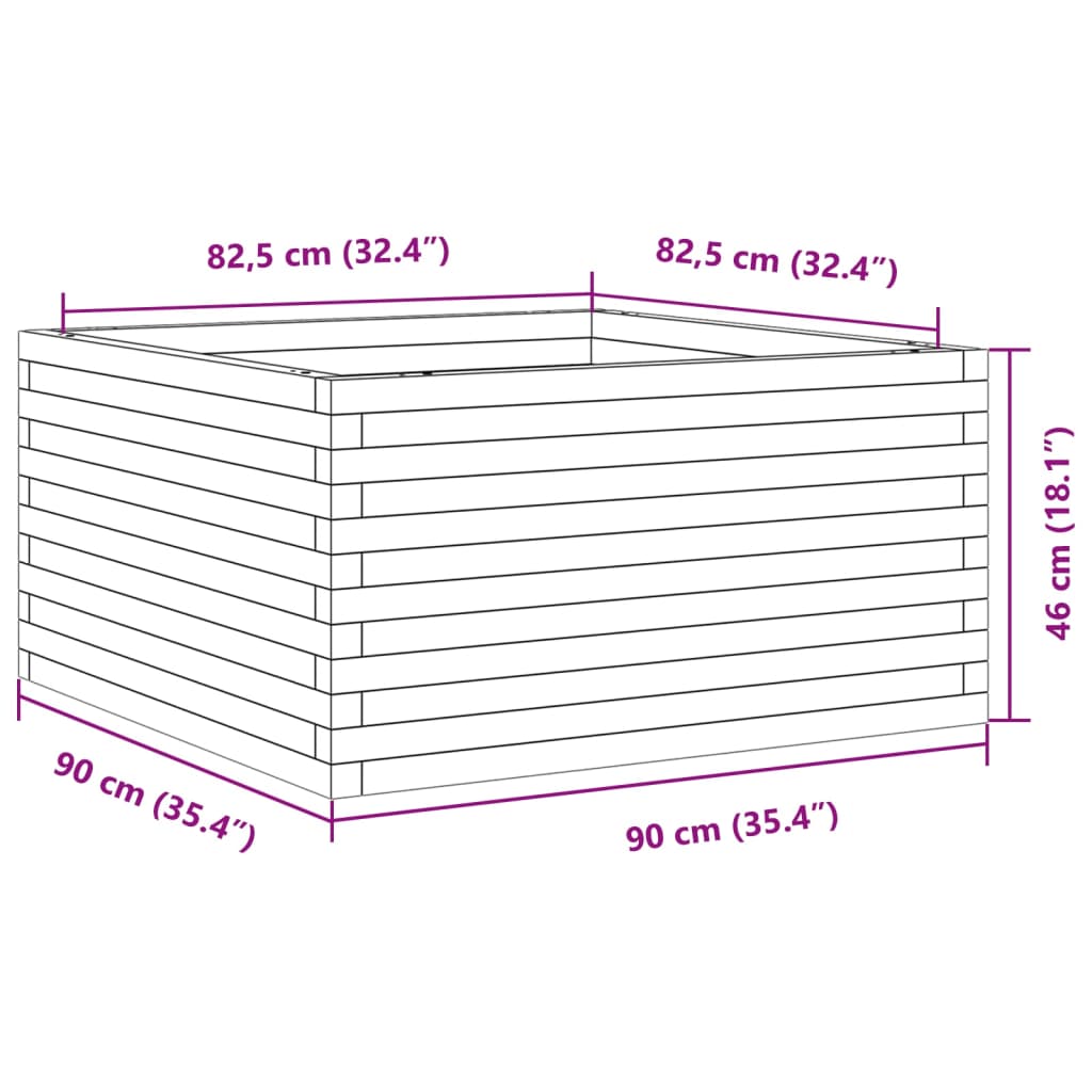 Odlingslåda 90x90x46 cm massivt douglasträ