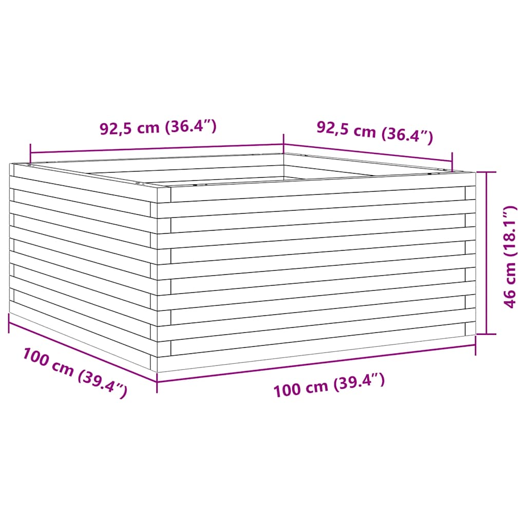 Odlingslåda 100x100x46 cm massivt douglasträ