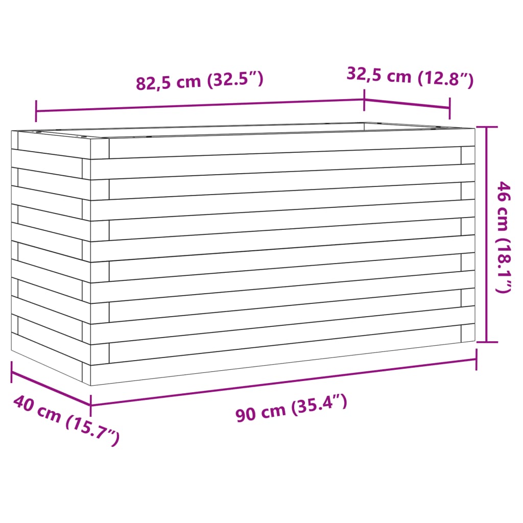 Odlingslåda 90x40x46 cm massivt furuträ