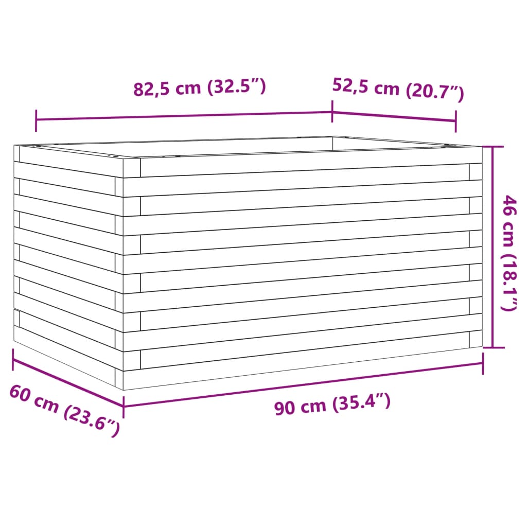 Odlingslåda 90x60x46 cm massivt furuträ