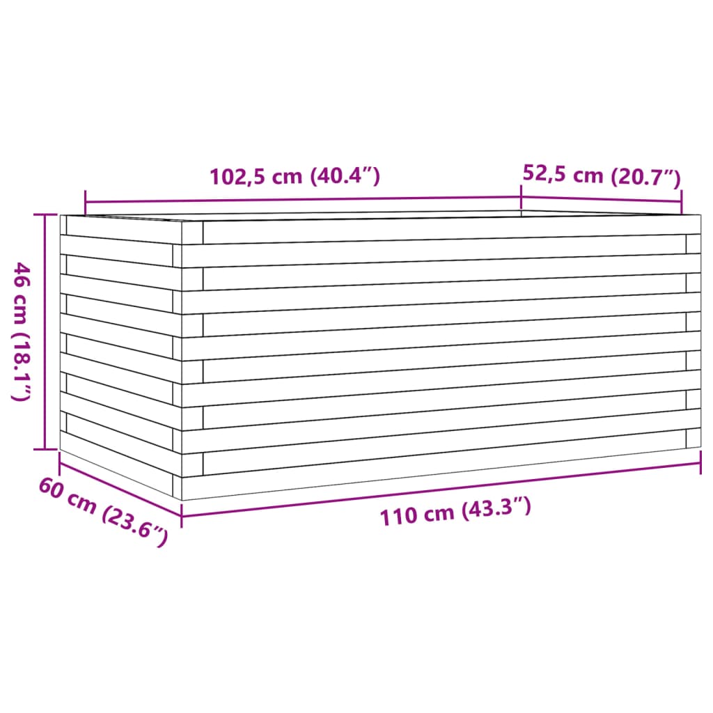 Odlingslåda 110x60x46 cm massivt douglasträ