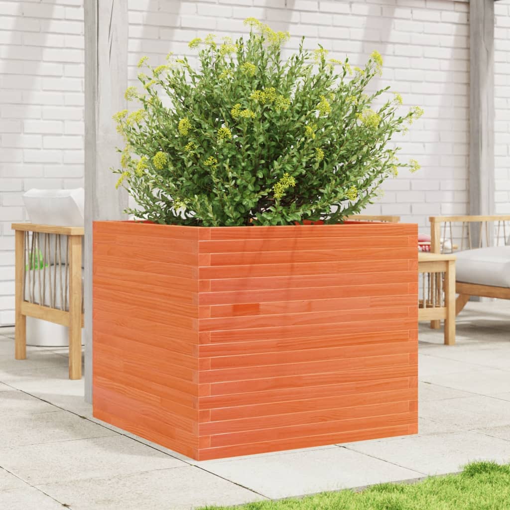 Odlingslåda vaxbrun 80x80x68,5 cm massiv furu