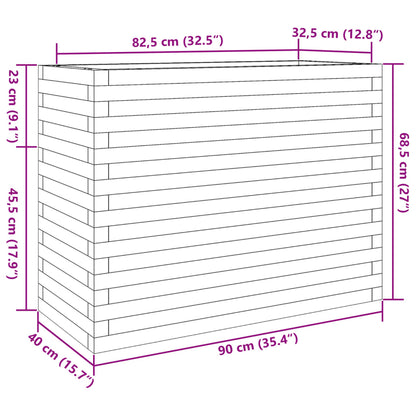 Odlingslåda vaxbrun 90x40x68,5 cm massiv furu