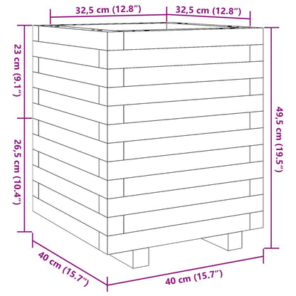 Odlingslåda vaxbrun 40x40x49,5 cm massiv furu