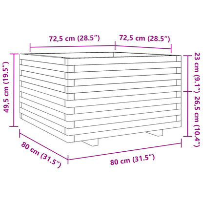 Odlingslåda vaxbrun 80x80x49,5 cm massiv furu