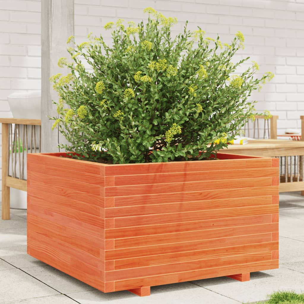 Odlingslåda vaxbrun 80x80x49,5 cm massiv furu