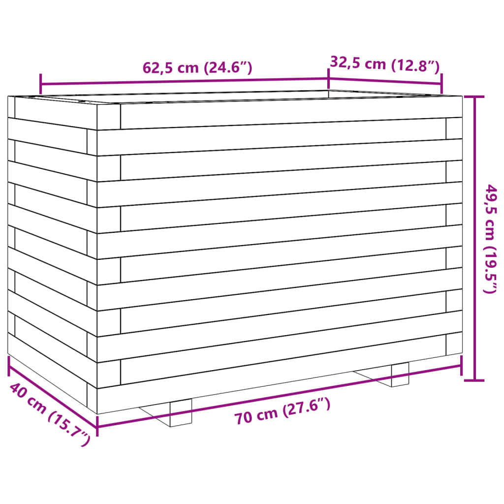 Odlingslåda vit 70x40x49,5 cm massiv furu