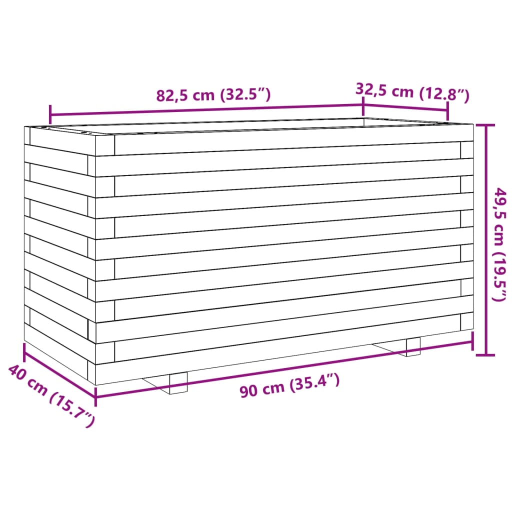 Odlingslåda vit 90x40x49,5 cm massiv furu