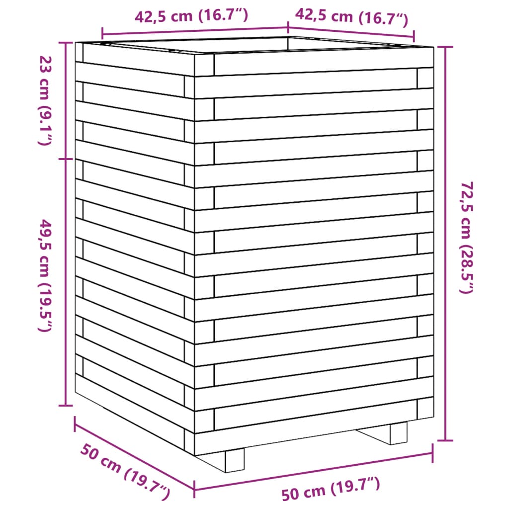 Odlingslåda 50x50x72,5 cm massivt douglasträ