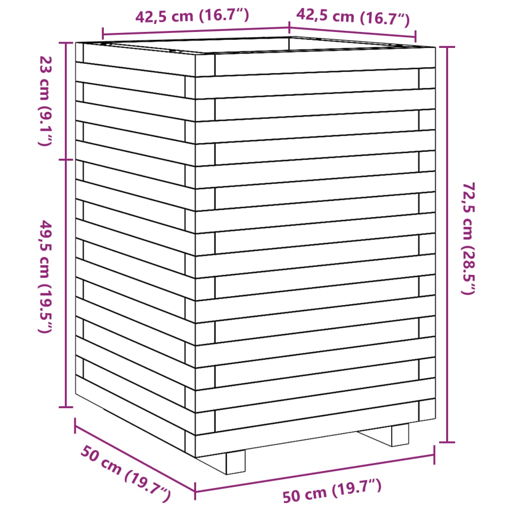 Odlingslåda 50x50x72,5 cm impregnerat furu