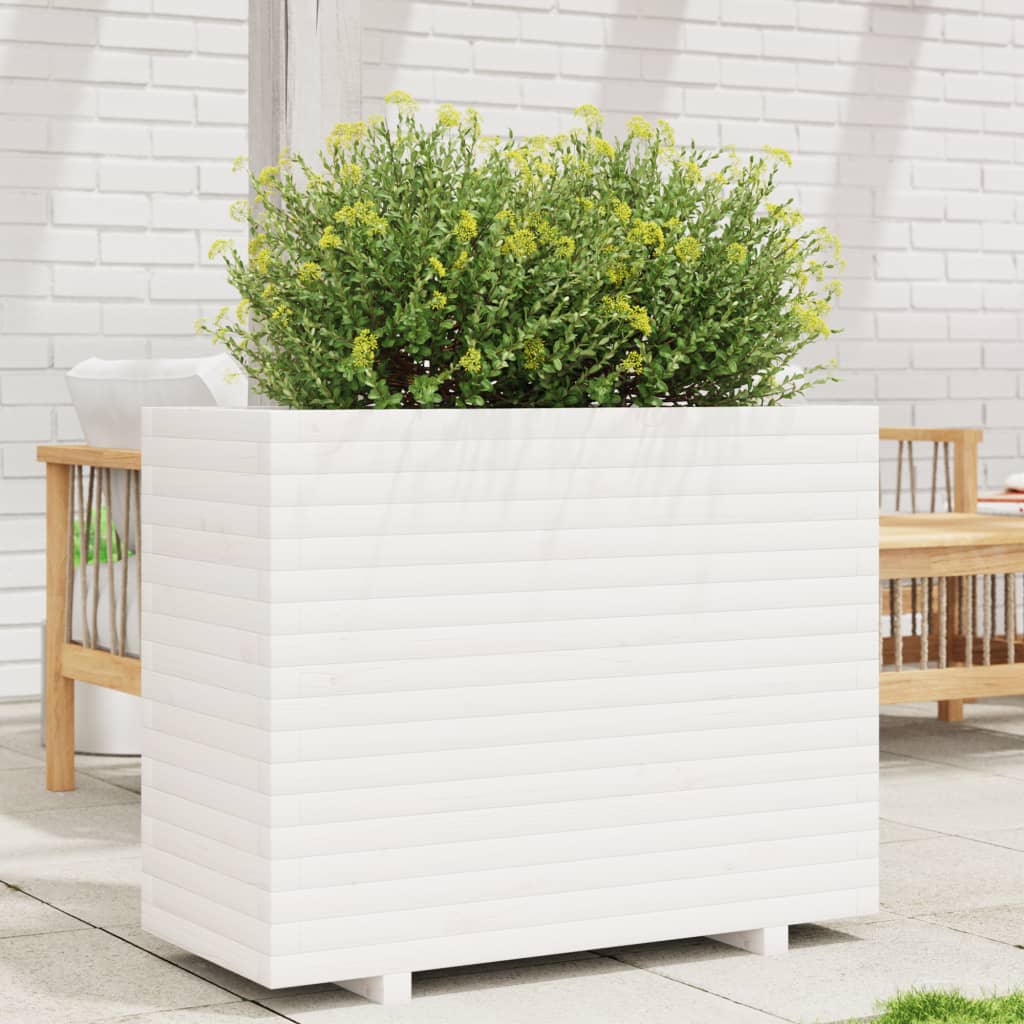 Odlingslåda vit 90x40x72,5 cm massiv furu